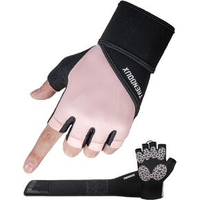 TRENDOUX Weight Lifting Workout Gloves: Adjustable Wrist Wrap Support with Lengthened Straps, Full Palm Protection - Gym Exercise Fitness for Men Women