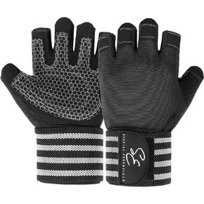 Workout Gym Gloves for Men and Women – Fingerless Exercise Gloves with Non-Slip Padding and Wrist Strap – Perfect for Weightlifting, Cycling & Training