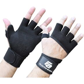 Fit Active Sports RX2 Weight Lifting Workout Gloves with Built in Wrist Wraps - Cross Training Gloves with Wrist Support Durable Non-Slip Palm Silicone Padding to Avoid Calluses, for Men and Women