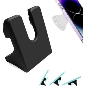 حامل هاتف مكتبي لـ PopSocket، حامل حامل الهاتف الخلوي لحامل الهاتف من مطاط السيليكون المكتبي يعمل على جميع مقابض المقابس للمكتب والمكتب والمنزل وإكسسوارات المطبخ (أسود) in Kuwait