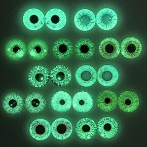 QTTLLI 10 Pairs 8mm Glow in The Dark Glass Round Pupil Eyes Fish Eyes Round Dome Glass Cabochons Flatback for DIY Craft Clay Eyes, 8mm