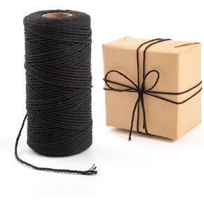 Twine String, 2 Ply 328 Feet Natural Black Twine, String for DIY Arts Crafts, Gift Wrapping, Gardening, Card, Letter, Packing Materials, Ornament String, Macrame Supplies (Black) in Kuwait