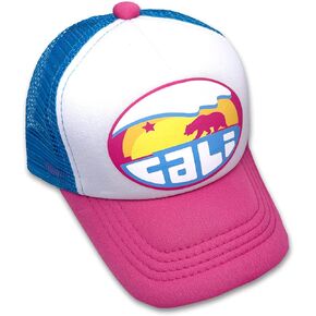 Cali Mountain Wave Hot Pink/Aqua Snapback Mesh Trucker Hat - Beach Baseball Cap for Infants, Toddlers & Youths