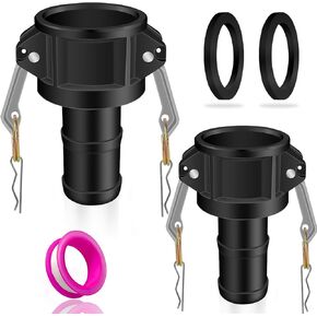 قطعتان من تركيبات قفل الكاميرا من مادة البولي بروبيلين، تركيبات قفل كامة من البلاستيك بولي من النوع C مقاس 2 بوصة وخرطوم الأخدود، وصلة توصيل أنثى 2 بوصة × موصل اقتران قفل كامة للخرطوم (2 بوصة) in Kuwait