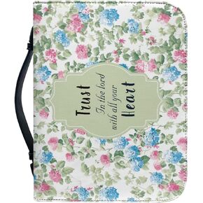 God is Within Her She Will Not Fall Bible Cover Durable PU Leather Church Bag Women Portable Zipper Bible Case with Handle Medium Size
