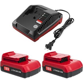 ADVTRONICS 2 Packs 18V Lithium PC18BLX Battery and PCXMVC Charger Compatible with Porter Cable 18V Battery PC18B PC18B-2 PC18BL PC18BLX PC18BLEX