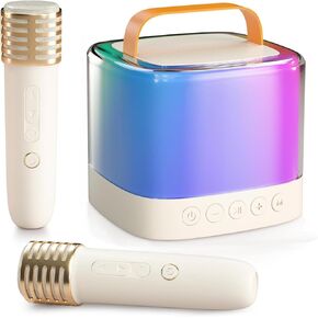 Newest Portable Karaoke Machine for Kids - Mini Karaoke System with 2 Wireless Microphones, LED Colorful Lights - Perfect Home Party Gift Toy for 4,5,6,7,8,9,10,11,12+ Year Old Girls and Boys in Saudi Arabia