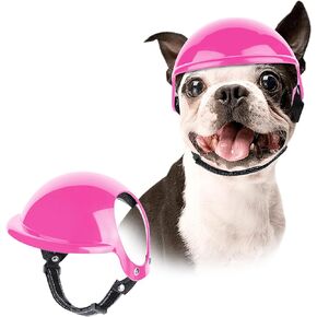 LESYPET Dog Helmet for Small Dog, Pet Hat for Puppy Cat with Ear Holes Safety Cap Adjustable Strap Head Protection for Outdoor Biking Riding Walking Pink, Small