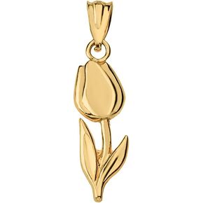 Women's Fashion 14k Yellow Gold Tulip Flower Charm Pendant
