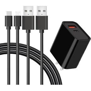 15W Fast Charger for All Kindle Fire Tablets with 5FT USB Type C&Micro USB Cable Compatible with New Fire HD 7 8 10 11,Kindle E-Reader, Paperwhite, Oasis, Voyage, Kindle Kids Edition