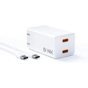 OLINK 35W Fast Charging USB C GaN Charger Block, Lightweight Foldable Dual Type-C Port Compact Power Adapter for iPhone, MacBook Air, Dell XPS, HP Spectre x360, Lenovo ThinkPad X1 Carbon, ASUS ZenBook