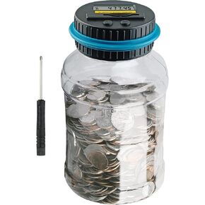 QPEY Large Piggy Banks for Adults, Digital Counting Money Jar, 1.8L Capacity Coin Counter Machine with LCD Counter, Change Jars for Saving for Boys, Designed for All US Coins in Saudi Arabia