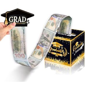 2024 Graduation Surprise Box | 2024 Graduation Money Box for Cash | Explosion Gift for Graduate, Billionaire Money Holder with Pull Out Card DIY Set (Black)