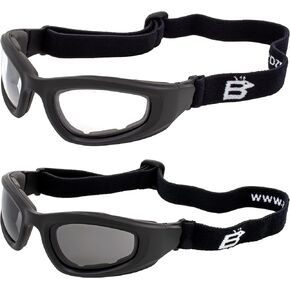 2 Pairs of Birdz Eyewear Soar Safety Padded Motorcycle Goggles Black Frames