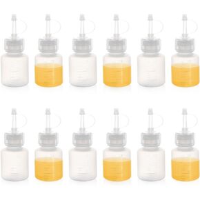 ULAB 12pcs Vol.30ml(1oz) Drop Dispensing Bottles, LDPE material, PP Cap and Screw Cap, Laboratory drip Bottle, Watercolor Pigment Bottle, Ink Discharge Bottle, UDB1003