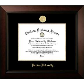 Campus Images Purdue University 9.625w x 7.625h Legacy Black Cherry Gold Embossed Diploma Frame