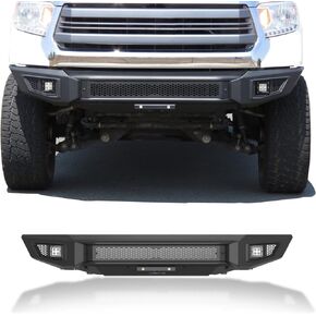 Front Bumper Fit 2014-2021 Toyota Tundra (Exclude Radar Blind Spot Monitoring Systems) Pickup Truck Tundra Bumper Guard with 2 LED Fog Lights Can Add 30" LED Light Bar Fine Texture Black