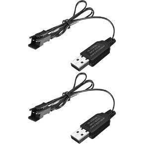 2PCS 3.7V USB Charging Cable with SM-2P Plug Connector Suitable for Mini RC Cars, Amphibious Stunt Vehicles, Trucks, Off-Road Vehicles,RC Ships,Drones,Air Gun,3.7V Battery USB Charging Cable