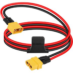 كابل تمديد GELRHONR XT60، 12AWG 30A XT60 ذكر إلى XT60 أنثى سلك طاقة للدراجة الإلكترونية، شاحن بطارية ليبو للسيارة بدون طيار - 1 متر/3.2 قدم