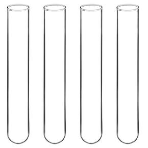 Glass Test Tubes, Pack of 20 Sturdy Round Bottom Clear Test Lab Tubes, 20 mm O.D. X 200 mm Length