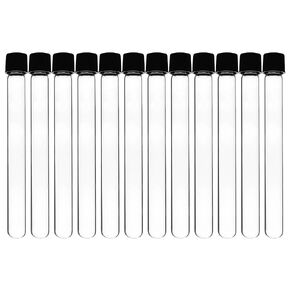 EISCO 12PK Test Tubes, 20ml - Bakelite Screw Cap with Rubber Liner - Borosilicate 3.3 Glass - 5.9" x 0.6" - Round Bottom - Leak Proof