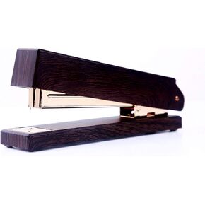 HOYUJI Woodgrain Black Stapler, Marbled Woodgrain Stapler, Elegant and Gorgeous Modern Accessory for Stylish desks in School, Home or Business - Rose Gold