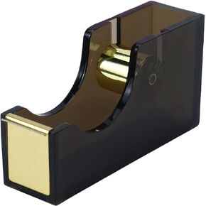 MultiBey Black & Gold Stapler and Tape Dispenser Set, Acrylic Stylish Stapler Tape Holder 1'' Core, Black and Gold Office Supplies and Accessories for School Home Office (Stapler & Tape Dispenser)