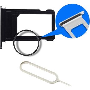 MMOBIEL SIM Card Slot Tray Holder Replacement Compatible with iPhone 7 2016 - Incl. Rubber Gasket and Sim Pin - Black