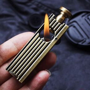 Antique Vintage Lighter,Reusable Windproof Trench Lighter,Pure Copper Cool Lighters for Smoking,Soft Flame Cigarette Lighter for Collection Decorative Gift Present