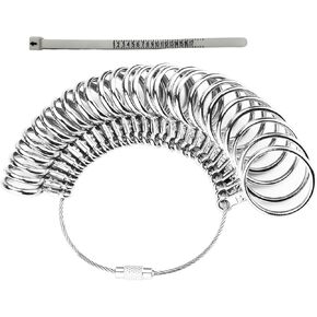 أداة قياس مقاس الخاتم، 27 قطعة أداة قياس الخاتم الممتازة، مقاس الخاتم الأمريكي 0-13 مع نصف مقاس، قطعة واحدة من مقياس قياس مقاس خاتم الإصبع in Kuwait