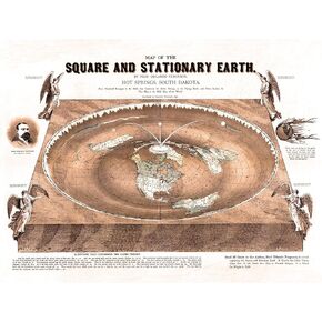 Flat Earth Map - Map of the Square and Stationary Earth -Orlando Ferguson- Poster 24" x 18"