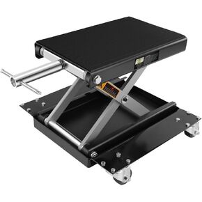 1100 رطل دراجة نارية رفع ATV مقص رفع جاك، 5.5-15.4 بوصة واسعة سطح السفينة مع دوللي وكرنك اليد وصينية أداة لدراجات الشوارع، دراجات الطراد، والدراجات النارية بجولة، أسود in Kuwait