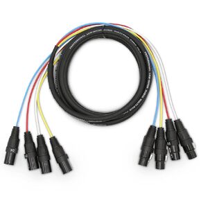 Jamesin 4 Channel XLR Male to Female Snake Cable, 6 Feet, with Color Coded Microphone Audio Cable, for Stage and Recording Studio, Can Be Used with Any Device with a 3-pin Female XLR to Male XLR