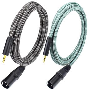 3.5mm to XLR Male Microphone Cable, 3.3Feet Stereo 1/8 Mini TRS to XLR Male Patch Cord, Unbalanced, Nylon Braided, OFC Shielded, for Mixer, Speaker, Camera - 2Pack