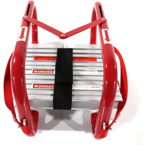 Fire Escape Ladder, 2 Story Emergency Portable Safety Ladder for Adults & Kids with Anti-Slip Rungs and Wide Steps V Center Suitable for Windows and Balcony|15-Foot