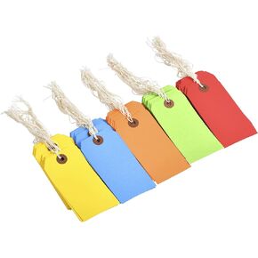 100 Tags 4 3/4" x 2 3/8" Size 5 Colored Inventory Shipping Hang Tag with String by Gitway