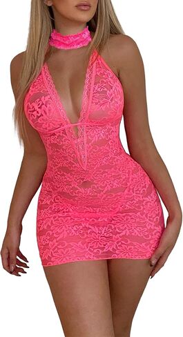 Avidlove Lace Lingerie Sets with Panty(Black and Hot Pink, M) in Saudi Arabia