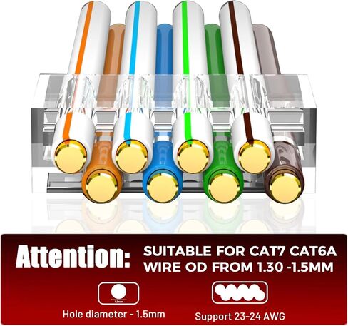 CAT7 CAT6A موصل RJ45 محمي 30 حزمة، غير تمر عبر المقابس المعيارية المحمية للكابل السميك، 50u إيثرنت مطلي بالذهب ينتهي مع أحذية تخفيف الضغط in Kuwait
