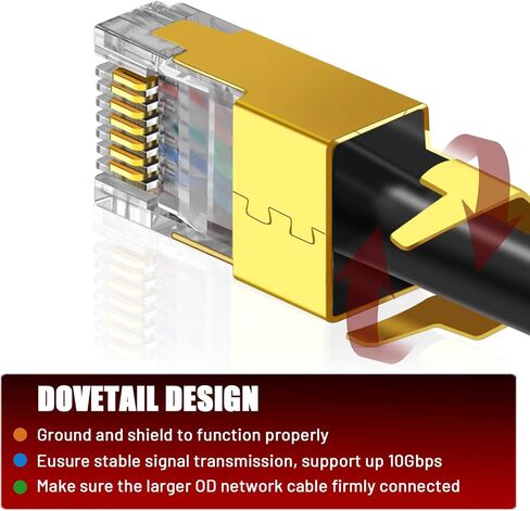 CAT7 CAT6A موصل RJ45 محمي 30 حزمة، غير تمر عبر المقابس المعيارية المحمية للكابل السميك، 50u إيثرنت مطلي بالذهب ينتهي مع أحذية تخفيف الضغط in Kuwait