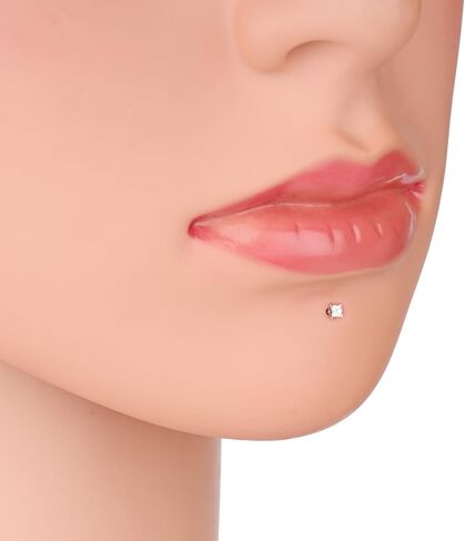 Princess Cut Diamond Nose Stud with 6 mm Internally Threaded 14K White Gold Screw Post also Lip Labret Monroe Ring in Saudi Arabia