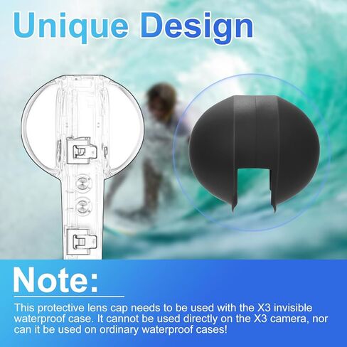 غطاء عدسة سيليكون لحافظة غطاء الغوص غير المرئي Insta 360 x3، ملحقات غطاء حماية العدسة المرنة (أسود) in Kuwait