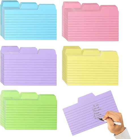 195 دليلاً لبطاقات الفهرس المبوبة، وفواصل بطاقات الفهرس مقاس 3 × 5 بوصات، وبطاقات ملاحظات ملونة وأدلة الوصفات مع علامات تبويب فارغة، 5 ألوان in Kuwait