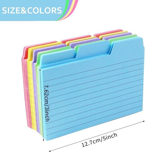 195 دليلاً لبطاقات الفهرس المبوبة، وفواصل بطاقات الفهرس مقاس 3 × 5 بوصات، وبطاقات ملاحظات ملونة وأدلة الوصفات مع علامات تبويب فارغة، 5 ألوان in Kuwait