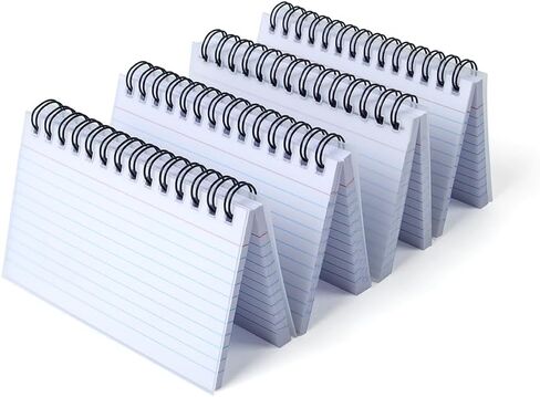 بطاقات المراجعة، 200 ورقة من بطاقات الفلاش الحلزونية، 4 عبوات من بطاقات الفهرس المبطنة، غطاء واقٍ وعلامات تبويب الفهرس، بطاقات التسجيل (5 × 3 بوصة/عبوة) (أبيض) (4) in Kuwait