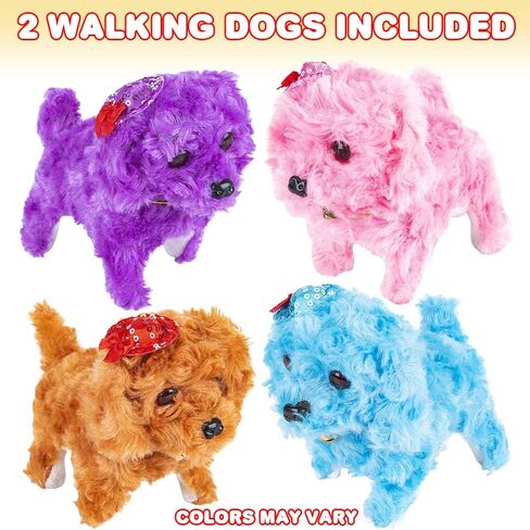 ArtCreativity Barking Puppy Toy for Kids, Set of 2, Battery Operated Toy Dogs with Walking, Squeaking, and Light Up Effects, Cute Fuzzy Design, Unique Birthday Gifts for Boys and Girls in Saudi Arabia