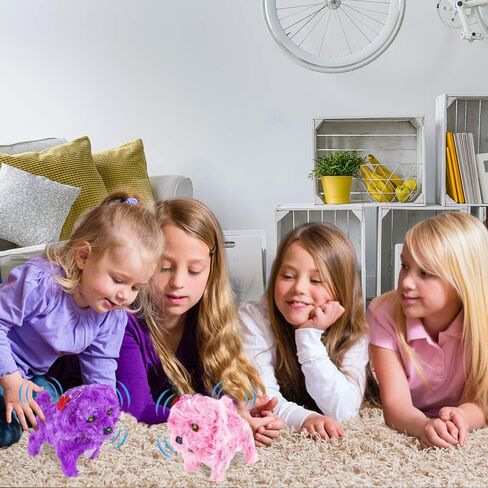 ArtCreativity Barking Puppy Toy for Kids, Set of 2, Battery Operated Toy Dogs with Walking, Squeaking, and Light Up Effects, Cute Fuzzy Design, Unique Birthday Gifts for Boys and Girls in Saudi Arabia