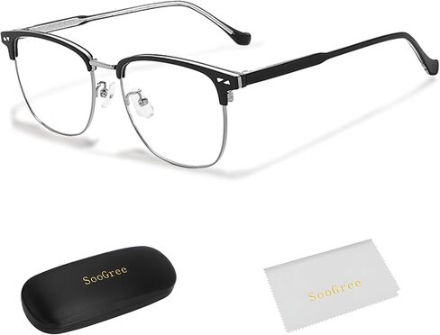 نظارات حجب الضوء الأزرق للرجال والنساء، نظارات نصف إطار UV400، عدسات شفافة مضادة لإجهاد العين، ألعاب الكمبيوتر in Kuwait