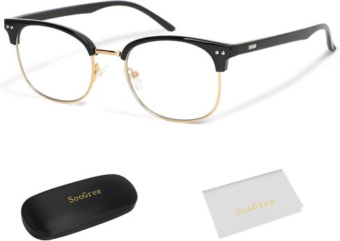نظارات حجب الضوء الأزرق للرجال والنساء، نظارات نصف إطار UV400، عدسات شفافة مضادة لإجهاد العين، ألعاب الكمبيوتر in Kuwait