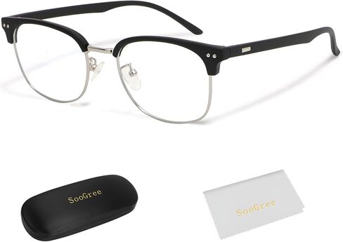 نظارات حجب الضوء الأزرق للرجال والنساء، نظارات نصف إطار UV400، عدسات شفافة مضادة لإجهاد العين، ألعاب الكمبيوتر in Kuwait