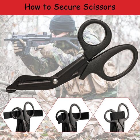 مجموعة أكياس عاصبة تكتيكية مع عاصبة ومقص وقلم رصاص ومجموعة الحقيبة التكتيكية للإسعافات الأولية في حالات الطوارئ، مناسبة للأنشطة الخارجية (أسود) in Kuwait